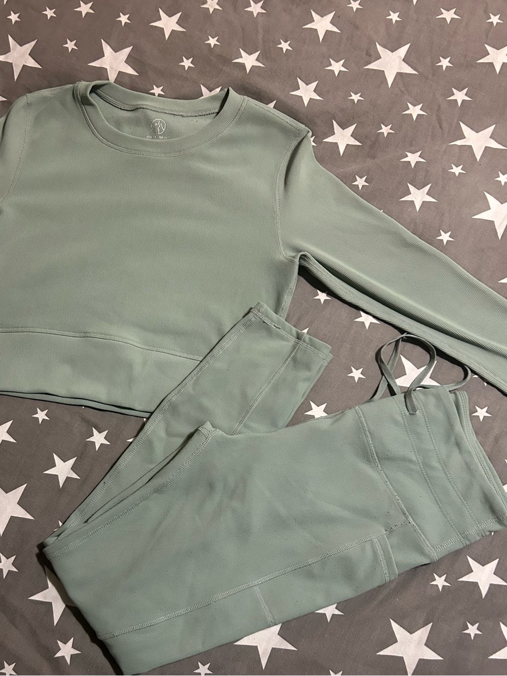 Matching Athleisure Set- Leggings with L/S Crop Top